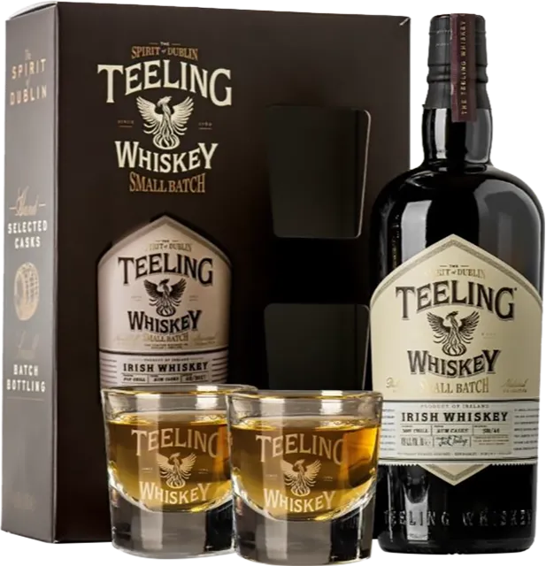 Изображение товара Teeling Small Batch в картонной подарочной упаковке с 2 бокалами